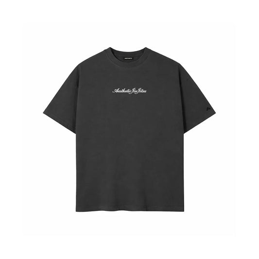 'CURSIVE' OVERSIZED Tシャツ CHARCOAL