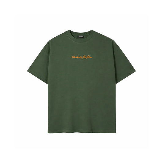 'CURSIVE' OVERSIZED Tシャツ ARMY GREEN
